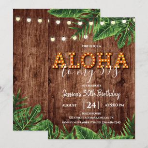 Uppmaning till Tropical Aloha Rustic Birthday Inbjudningar
