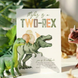 Uppmaning till två-Rex-dinosaurer på födelsedagen Inbjudningar