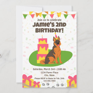 Uppmaning till tyska shepherd Birthday Inbjudningar