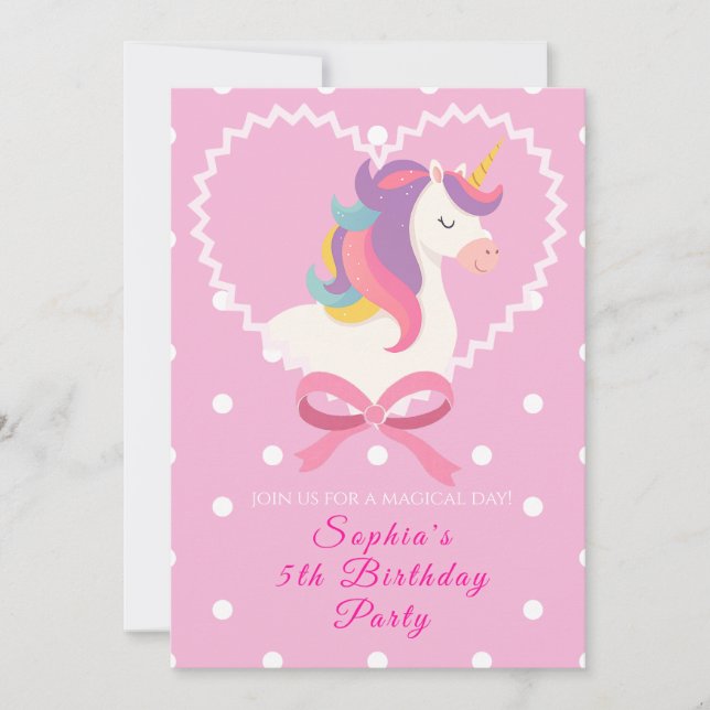 Uppmaning till Unicorn-födelsedag Inbjudningar (Framsida)