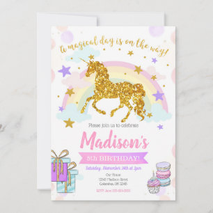 Uppmaning till Unicorn-födelsedag/Magic Party Inbjudningar