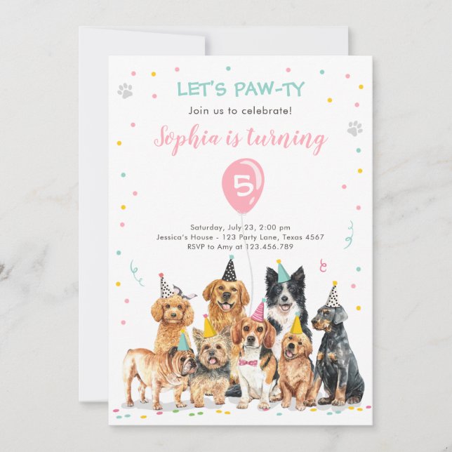Uppmaning till valpar på födelsedagen Hund Party P Inbjudningar (Framsida)