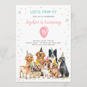 Uppmaning till valpar på födelsedagen Hund Party P Inbjudningar