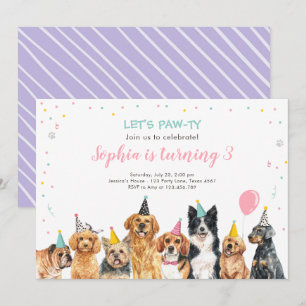 Uppmaning till valpar på födelsedagen Hund Party P Inbjudningar