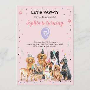 Uppmaning till valpar på födelsedagen Hund Party P Inbjudningar