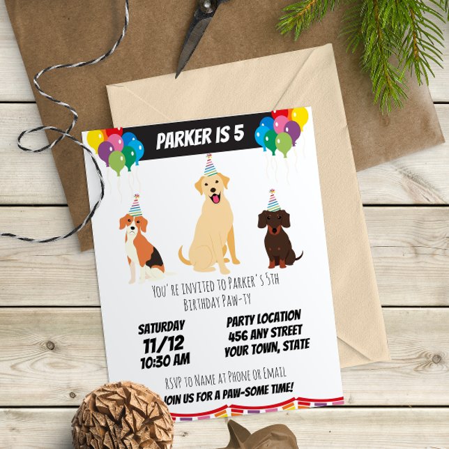 Uppmaning till valpar på födelsedagen inbjudningar (Skapare uppladdad)