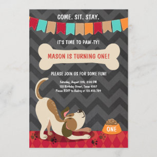 Uppmaning till valpdagen Tass-ty Puppy Party Inbjudningar