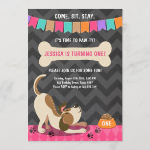 Uppmaning till valpdagen Tass-ty Puppy Party Inbjudningar