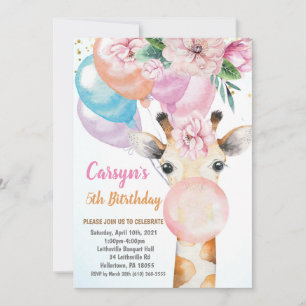 Uppmaning till vattendjur Cute Giraffe Birthday Inbjudningar