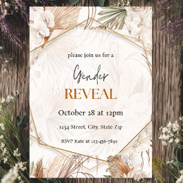 Uppmaning till Viarm Tone Pampas Boho Gender Revea Inbjudningar