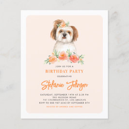 Uppmaning till Watercolor Shih Tzu Peach Birthday 