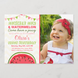 Uppmaning till Watermelon Birthday Sol sommar Part Inbjudningar
