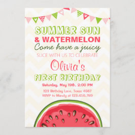 Uppmaning till Watermelon Birthday Sol sommar Part Inbjudningar
