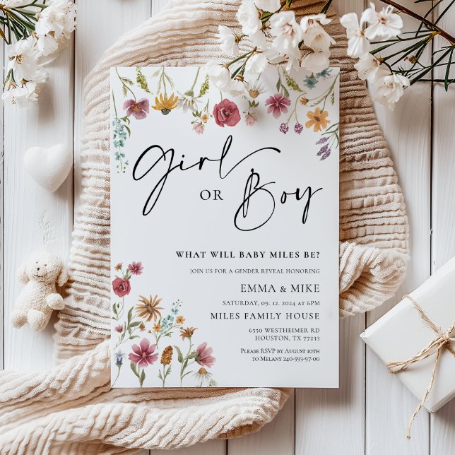 Uppmaning till WildblomGirl eller Boy Gender Revea Inbjudningar (Skapare uppladdad)