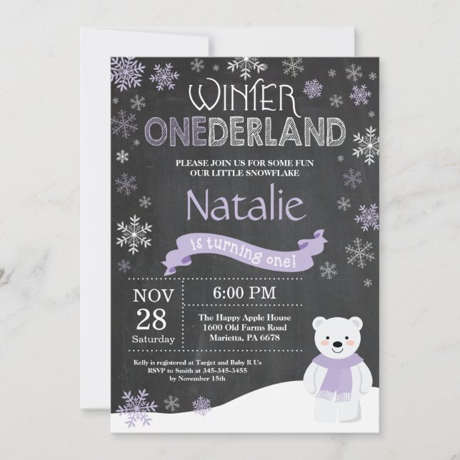 Uppmaning till Winter Onederland 1:a födelsedag Inbjudningar (Framsida)