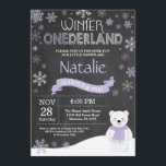 Uppmaning till Winter Onederland 1:a födelsedag Inbjudningar<br><div class="desc">Polarna Vinter Onederland äger första födelsedag. Hjort. Lila Lilac Lavender och White Snowflake. Första födelsedagen. Boy eller Girl 1 Bday Inbjudan. Bakgrund för kalkbord. Black and White. Om du vill göra ytterligare anpassningar klickar du på knappen "Anpassa" och användor verktyg som är utformat för att ändra mallen.</div>