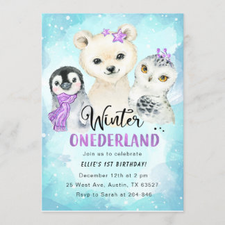 Uppmaning till Winter Onederland 1:a födelsedag Inbjudningar