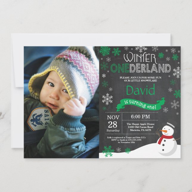 Uppmaning till Winter Onederland 1:a födelsedag Inbjudningar (Framsida)