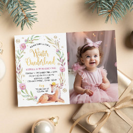 Uppmaning till Winter Onederland Reindeer Birthday Inbjudningar