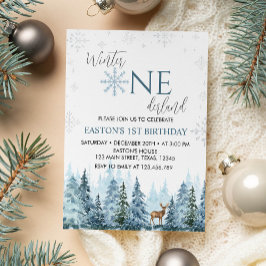 Uppmaning till Winter Onederland Reindeer Birthday Inbjudningar