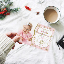 Uppmaning till Winter Onederland Snowflake Birthda Inbjudningar