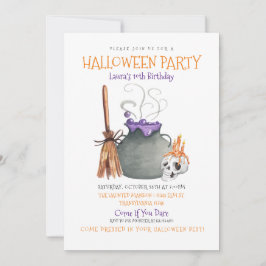 Uppmaning till Witch Cauldron Halloween Birthday Inbjudningar