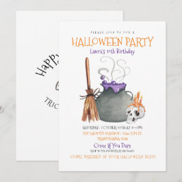 Uppmaning till Witch Cauldron Halloween Birthday Inbjudningar