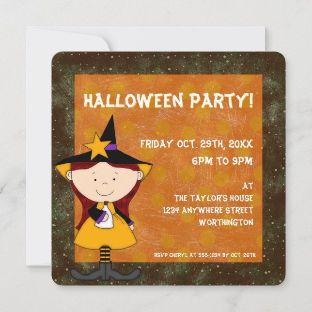 Uppmaning till Witches Brew Barn Halloween fest 4 Inbjudningar (Framsida)