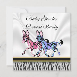 Uppmaning till Zebra Baby Gender Reveal Party Inbjudningar