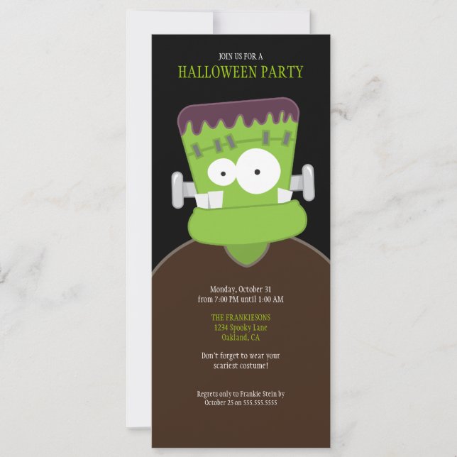 Uppmaningar till Frankenstein Monster Halloween fe Inbjudningar (Framsida)