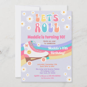 Uppmaningar till nyfödning av Roller Skate Groovy  Inbjudningar