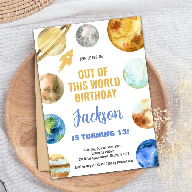 Uppmaningar till Rocket Rymden på födelsedagen Inbjudningar (Rocket Outer Space Birthday Invitations)