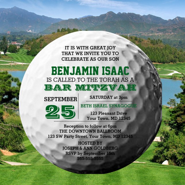 Uppmaningen Golf Boll Round Pub Mitzvah Inbjudningar (Skapare uppladdad)