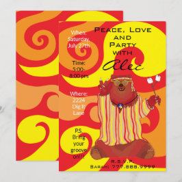 Uppmaningen till Groovy Peace Bear 1960-talet i St Inbjudningar