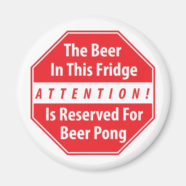 Uppmärksamhet! Beer Pong Magnet (Framsidan)