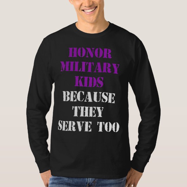 Uppmärksamhet för militär Lila under barnmånaden T Shirt (Framsida)