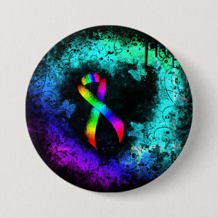 Uppmärksamhet för regnbåge Bandet Grunge Heart Pin Knapp