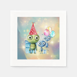 Uppmärksamhet Intergalactin Plain Birthday Napkins Pappersservett