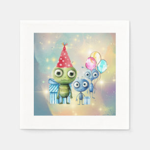 Uppmärksamhet Intergalactin Plain Birthday Napkins Pappersservett
