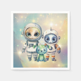 Uppmärksamhet Intergalactin Plain Birthday Napkins Pappersservett