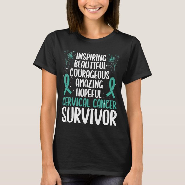 Uppmärksamhet om livmoderhalscancer Ribbon Cancer  T Shirt (Framsida)