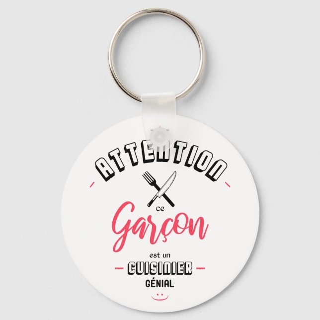 Uppmärksamhet på génial ce garçon est un cuisinier nyckelring (Framsida)