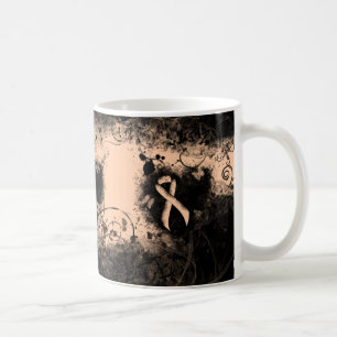 Uppmärksamhet vid persikitet Ribbon Grunge Heart Kaffemugg
