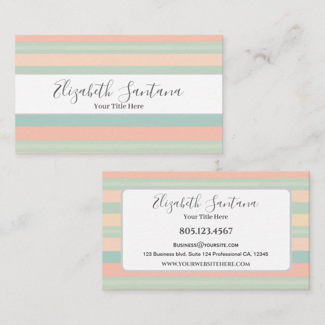 Uppmätt Grönt och persiko-Rand Visitkort (Fram/baksida)