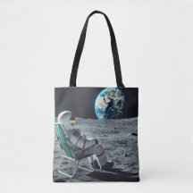 Uppmjukande Astronaut Tote Bag - Måne-vy