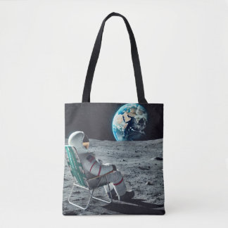 Uppmjukande Astronaut Tote Bag - Måne-vy Tygkasse