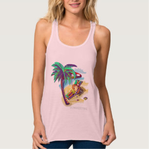 Uppmjukande sommarbjörn på Tropical Beach Linne Med Racerback