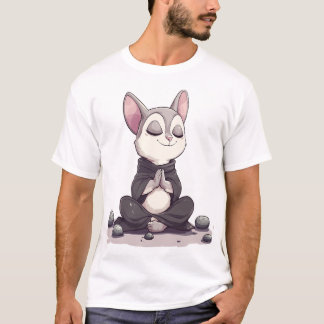 Uppmjukat sockerreglage i Meditation Pose med en ä T Shirt