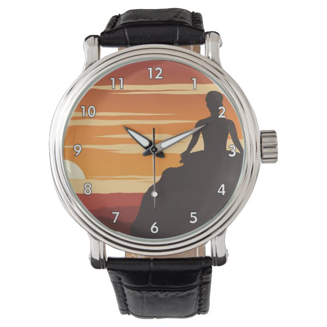 Uppmjukning av Yoga Pose i Sol Silhouette Armbandsur (Framsida)