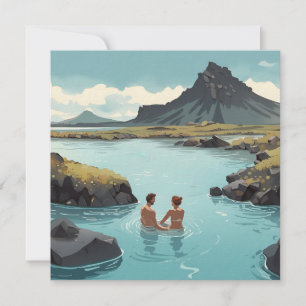 Uppmjukning i Islandets blå lagun Julkort